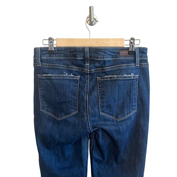 Paige Raw Hem Distressed Mid Rise Skinny Jeans Landyn Blue Size 30 - Picture 4 of 7